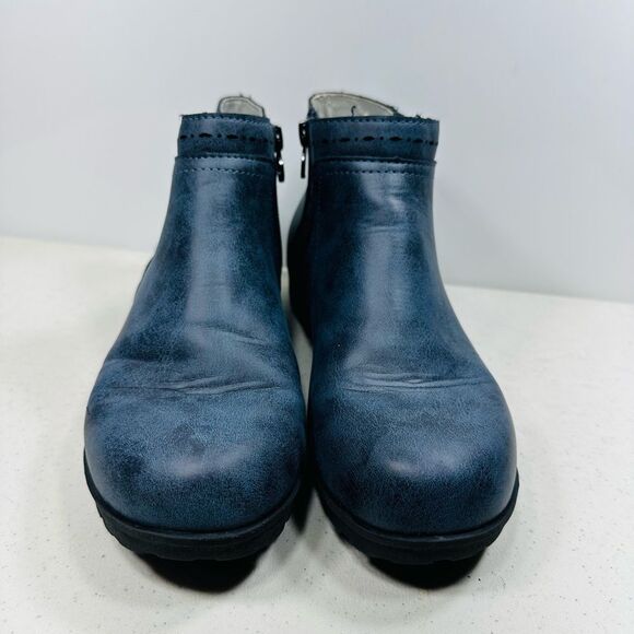 Jsport Jenna Ankle Boots Women 7 M Blue Faux Leather Side Zip Memory Foam Bootie - Picture 3 of 8